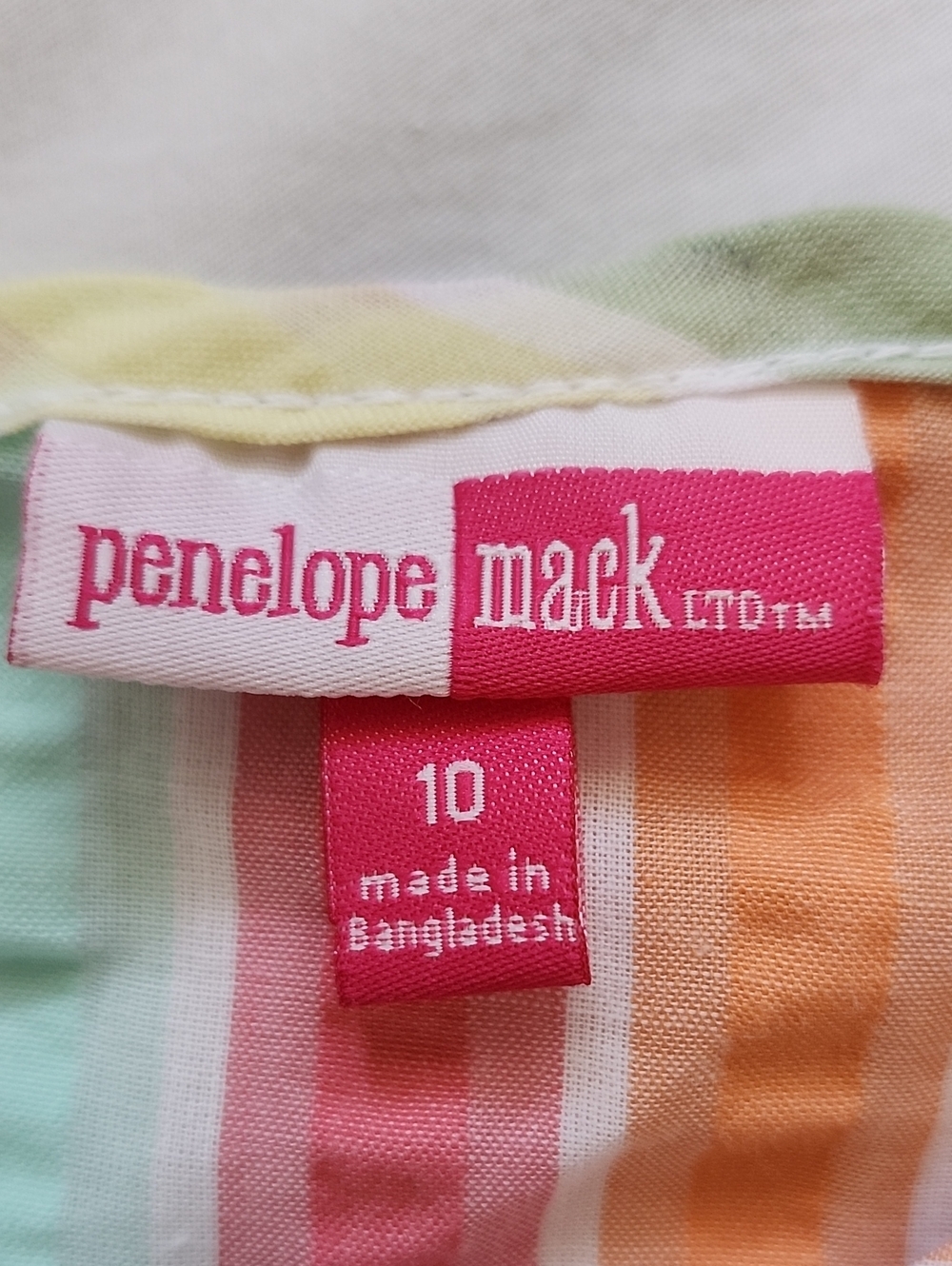 NWT Penelope Mack Girls Rainbow Striped Flutter Sleeve Top & Denim Shorts Set 10 - Picture 4 of 9